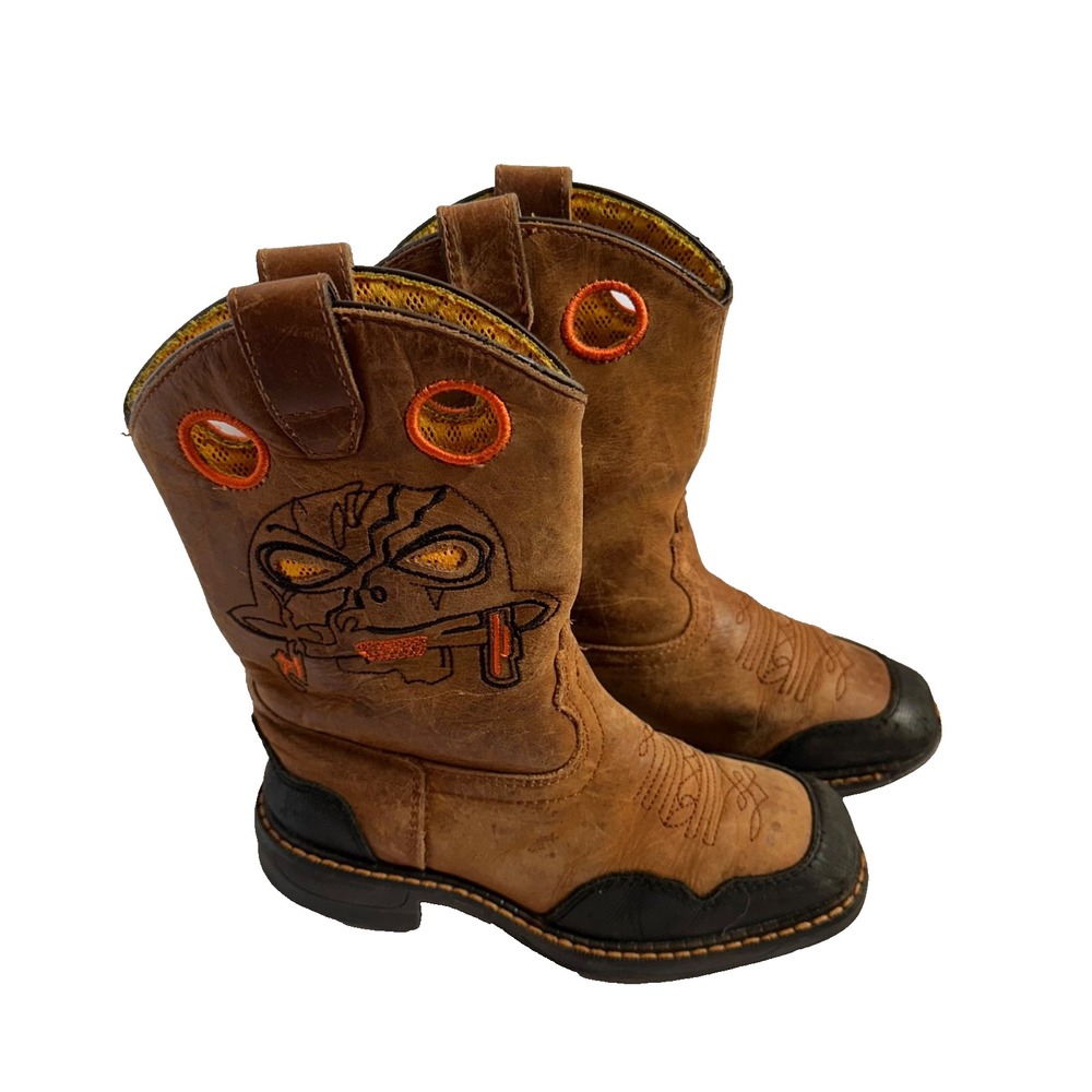 Cody James Boys Skull Work Cowboy Boots - Broad Square Toe Little Boy Size 13